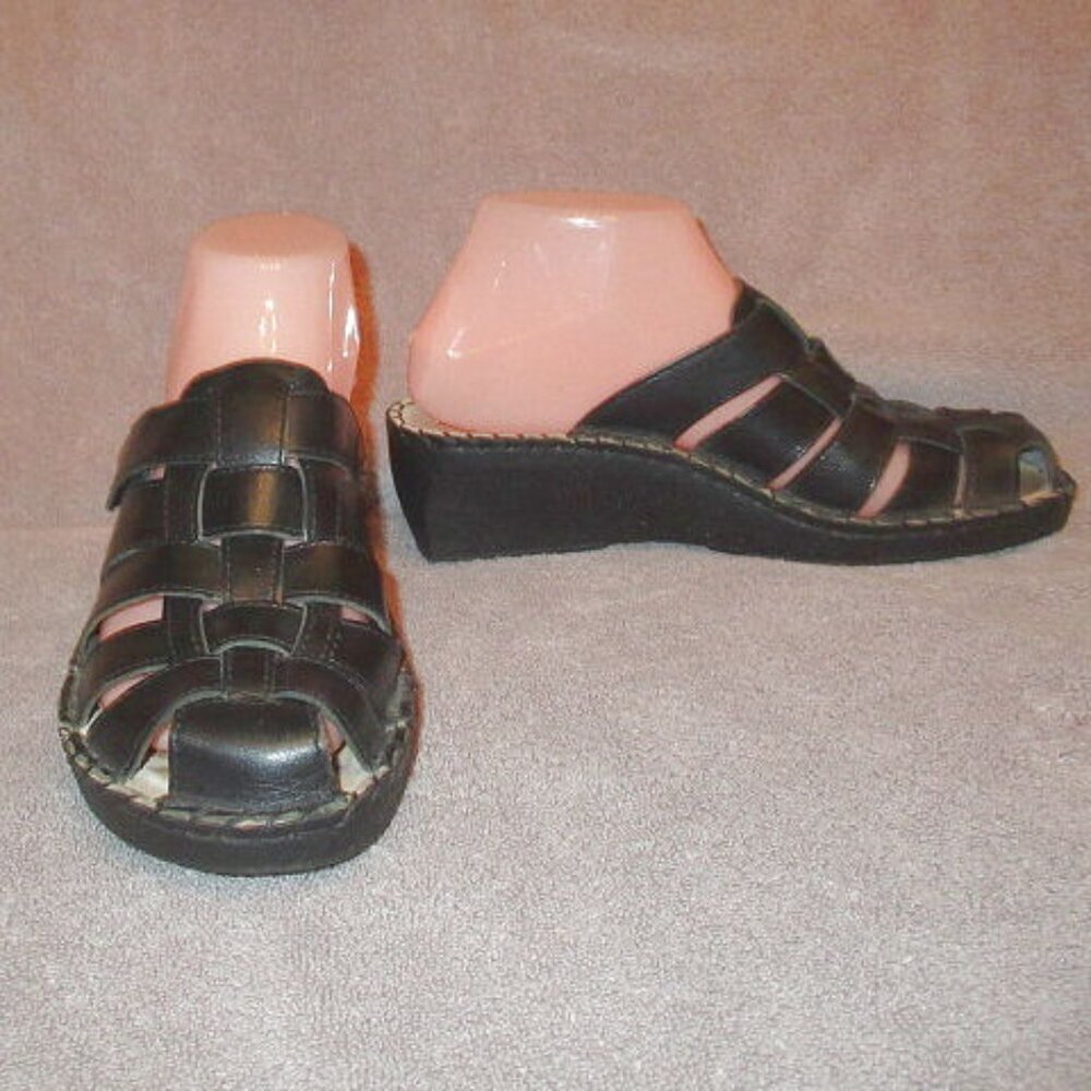 Duck Head Leather Sandals Womens 8 Comfort Mules Wedge Fisherman Minimalist EUC